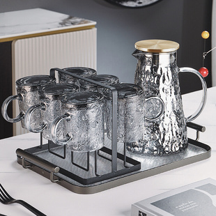 现代创意玻璃杯耐高温家用带把手喝水杯子套装 客厅高级感茶杯待客