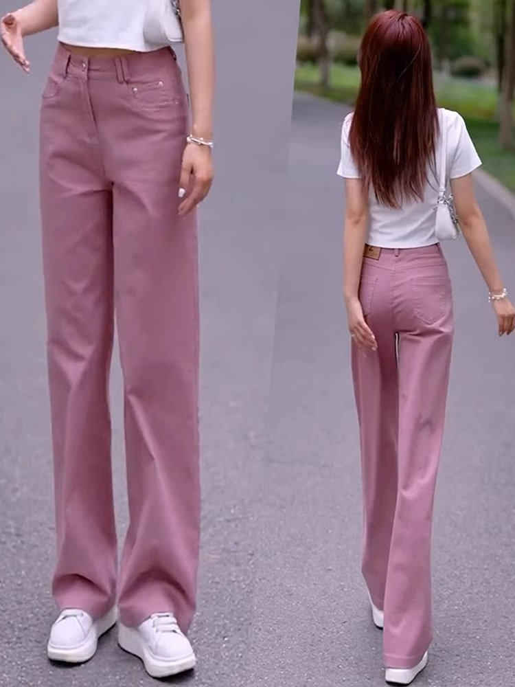 White Straight Leg Jeans: High-Waisted 2025 Autumn Cut - Taobao product photo 5