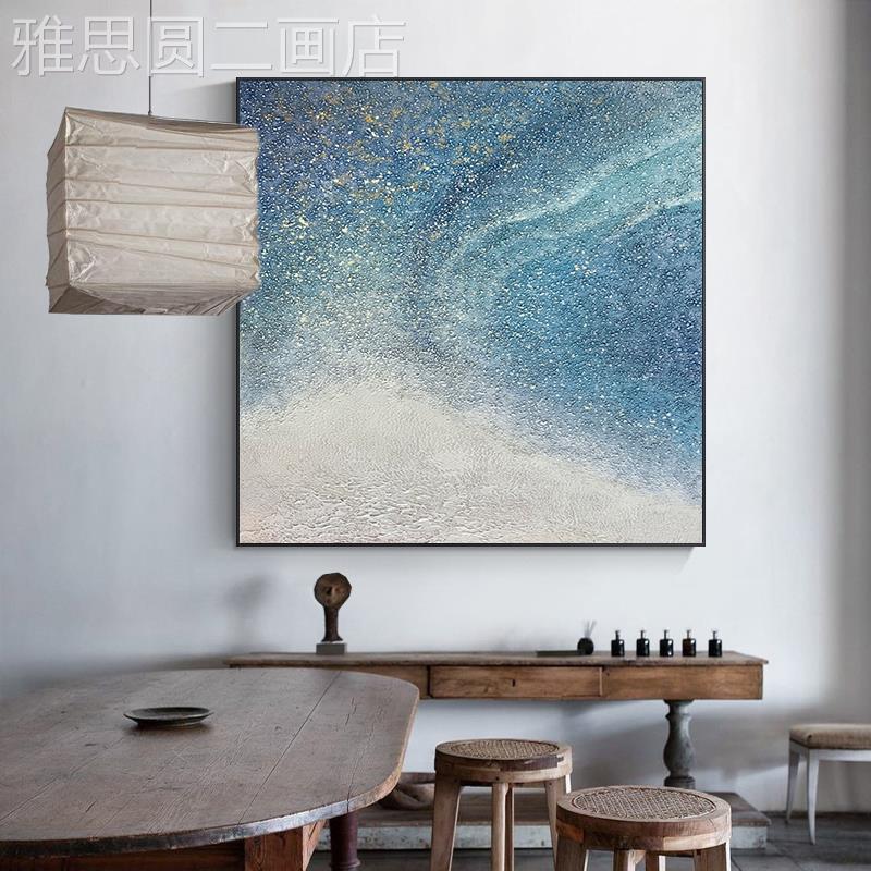 网红纯象手绘油画北欧抽玄幻装饰画竖版星玄关卧室空挂画壁画大幅图片