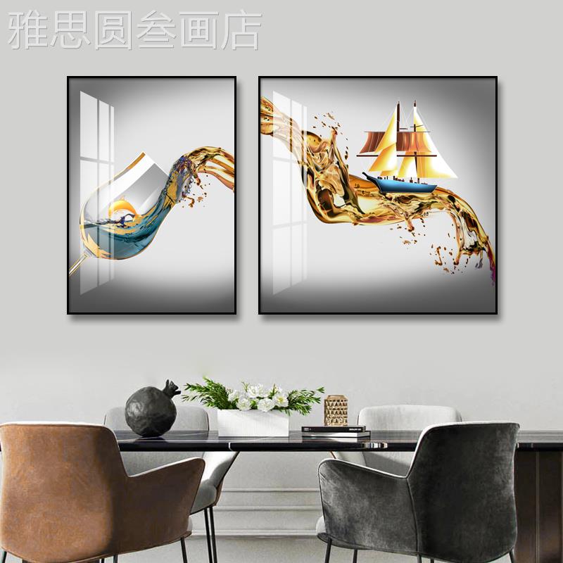 网红餐厅装饰壁画代约背景墙挂画电箱新款饭厅高现端轻奢画墙简画