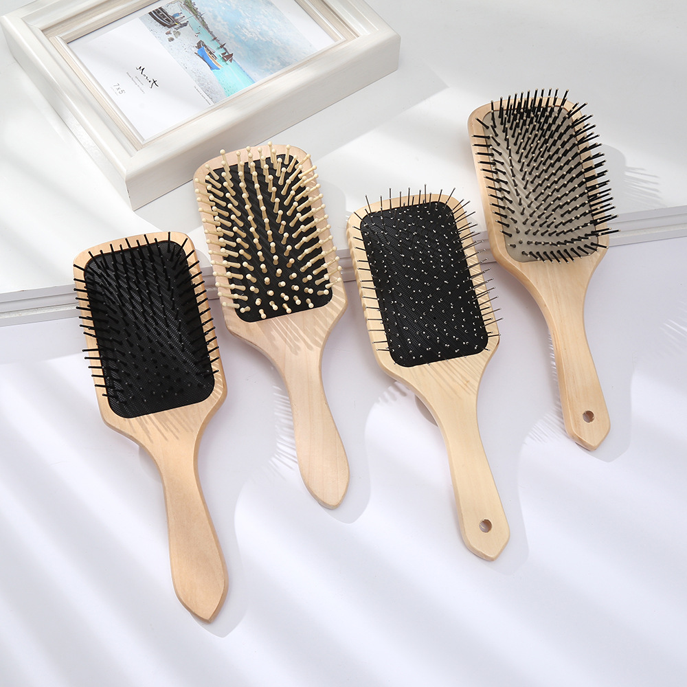 简约荷木气囊梳女士家用卷发木梳子头部护理按摩梳实用气垫梳