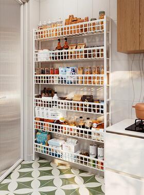 厨房门后置物架免打孔壁挂墙上货架一体多层落地调味料调料收纳架