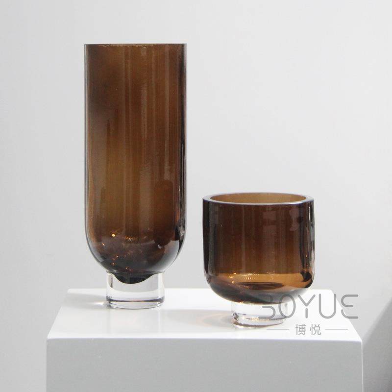 北欧风样板间民宿客厅电视柜背景墙高脚创意琉璃玻璃花瓶大号摆件