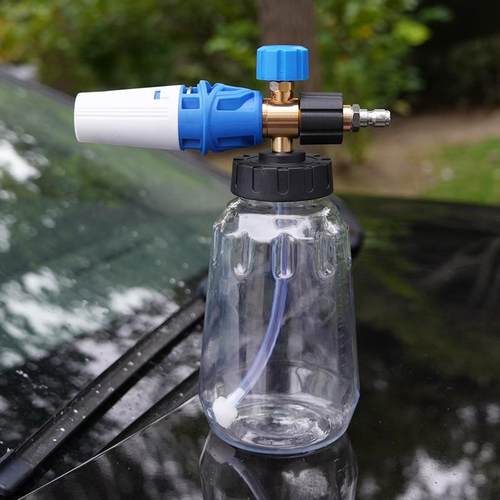 洗车泡沫大嘴喷壶高压洗车机PA泡沫壶雪花台州水枪扇形快插打沫泵