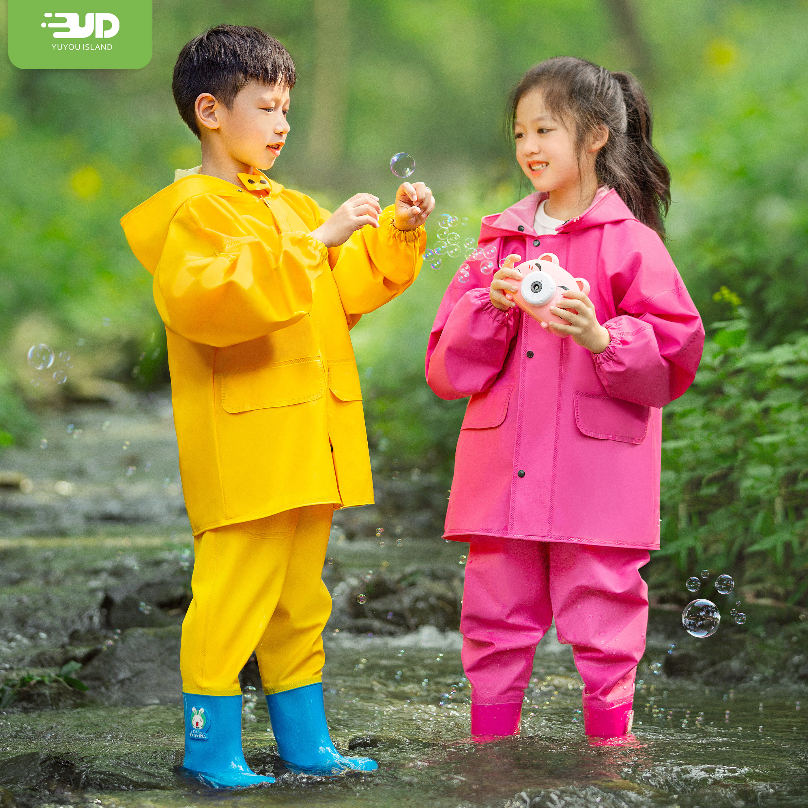 儿童连体雨衣幼儿园玩沙衣服涉水雨靴雨裤全身防水下水裤赶海玩水