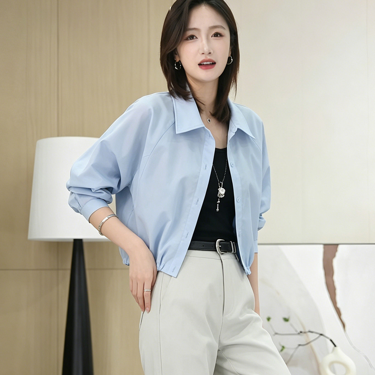 秋季短款衬衫女款2026新款