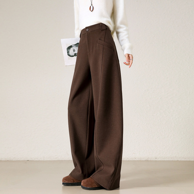 冬款弯刀阔腿裤~呢子宽松休闲裤