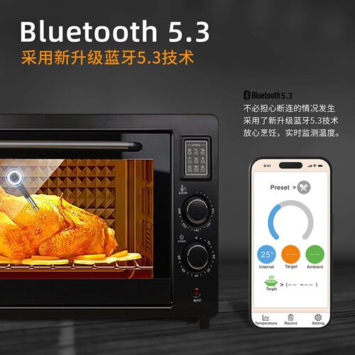 跨境APP智能蓝牙烧烤温度计烤箱炉肉类温度计数显远程食物温度计