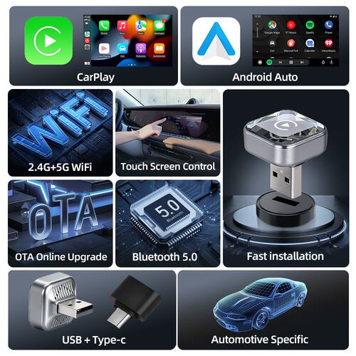 2in1carplay爆款互联模块智能车机2in1carplay安卓auto盒子适配器