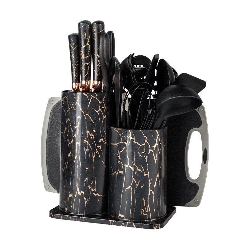 现货不锈钢套刀全包硅胶铲勺带收纳桶厨具25件套刀具套装,厨房/烹饪用具,全套勺铲,淘宝优惠券,粉丝福利购,淘宝优惠卷