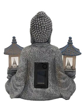 跨境TEMU禅意花园佛像摆件太阳能灯庭院装饰新中式佛像树脂工艺品