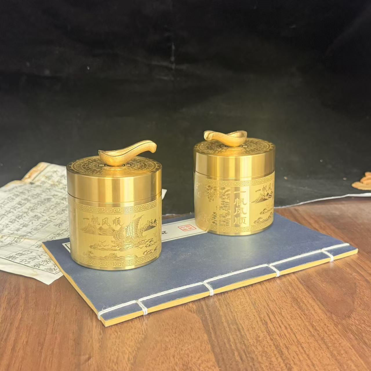 森舍车载黄铜烟灰缸办公桌客厅家用酒店高端铜制家居装饰工艺品