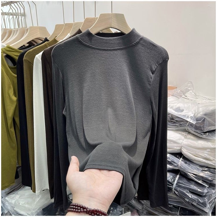 莫代尔打底衫女内搭春秋薄款小立领半高领修身长袖保暖T恤上衣,女装/女士精品,大码内搭,淘宝优惠券,粉丝福利购,淘宝优惠卷