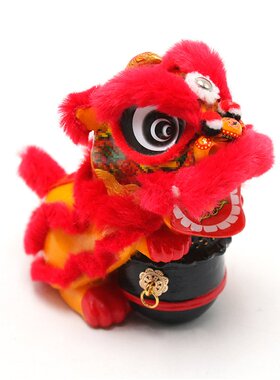 国潮醒狮迷你狮座鼓狮车载摆件创意吉祥招财开业小礼品