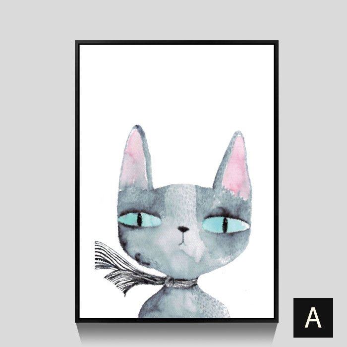 猫和鱼北欧简约挂画儿童房卧室幼儿园壁画客厅背景沙发走廊装饰画,居家布艺,十字绣套件,淘宝优惠券,粉丝福利购,淘宝优惠卷