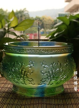 极速禅悦c佛艺古法琉璃浮雕莲花净莲香炉线香炉佛台佛供品室内供