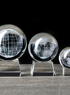 极速特价小号透明水晶地球摆件 家居H客厅装饰男女朋友生日礼物圣