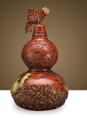 极速龙凤黄铜葫芦摆件开盖空心八卦家居I客厅玄关装饰品办公室礼