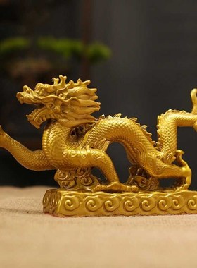 极速纯黄铜龙摆件金龙汉龙十二生肖D家居客厅办公室装饰品开业乔