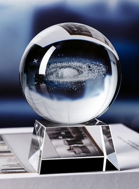 极速系透明白水晶球摆件  天体男女朋友生日礼物家居客.厅装饰圣