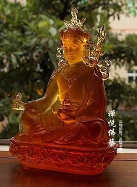 极速禅悦佛艺古法琉璃莲花生大士莲师佛像 家用摆件密宗Y佛像 高2