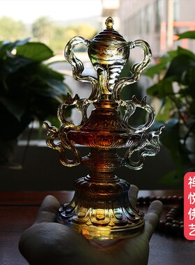 极速禅悦古法琉璃供具吉祥八宝摆件佛台I佛供用品八吉祥摆件彩色