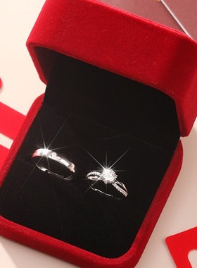 极速婚戒对戒结婚一n对婚礼戒指仿真结婚用的假钻戒情侣求婚道具