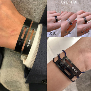 梅西卡手环 Move Titanium黑色钛金男款手镯手链手绳礼物男士戒指