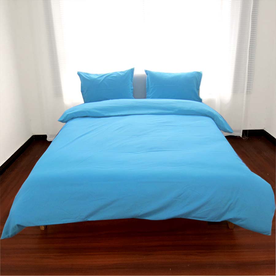纯色湖蓝浅蓝色四件套床上用品学生三件套1.0天蓝色单双人床单款
