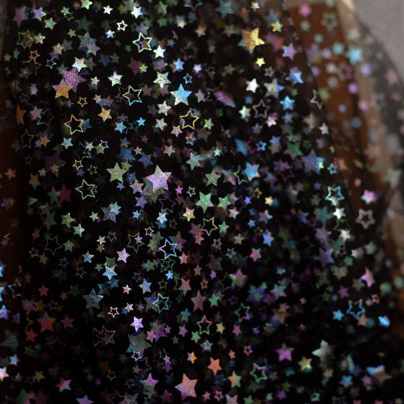 料1照拍.5米宽星手网纱面料亮片星空纱M幔背景装饰星工服装2