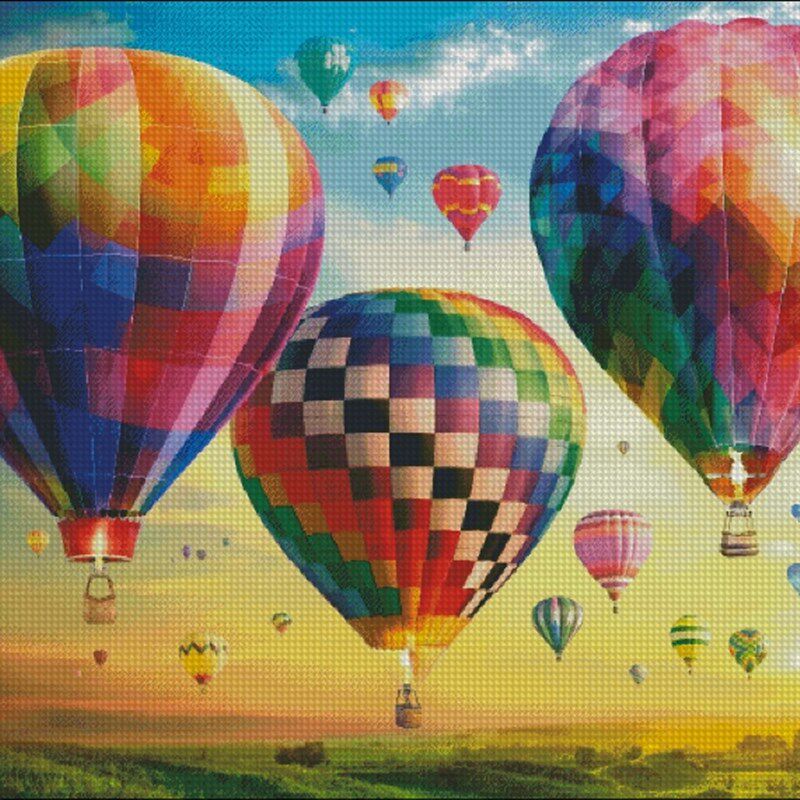 日出中的热气球 新款十字绣套件 风景 客厅卧室 精准印花