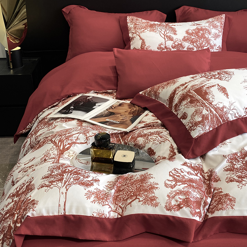 高档婚庆四件套大红床单婚嫁高级感被套结婚床上用品陪嫁婚房喜被