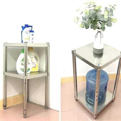 不锈钢落地正方形置物架两3多层厨房微波炉架双层碗架烤箱灶台架