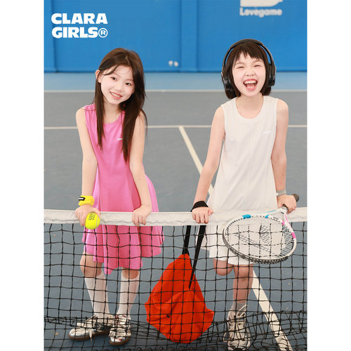 claragirls|女童运动速干连衣裙2026年春夏季儿童抗菌防螨A字长裙