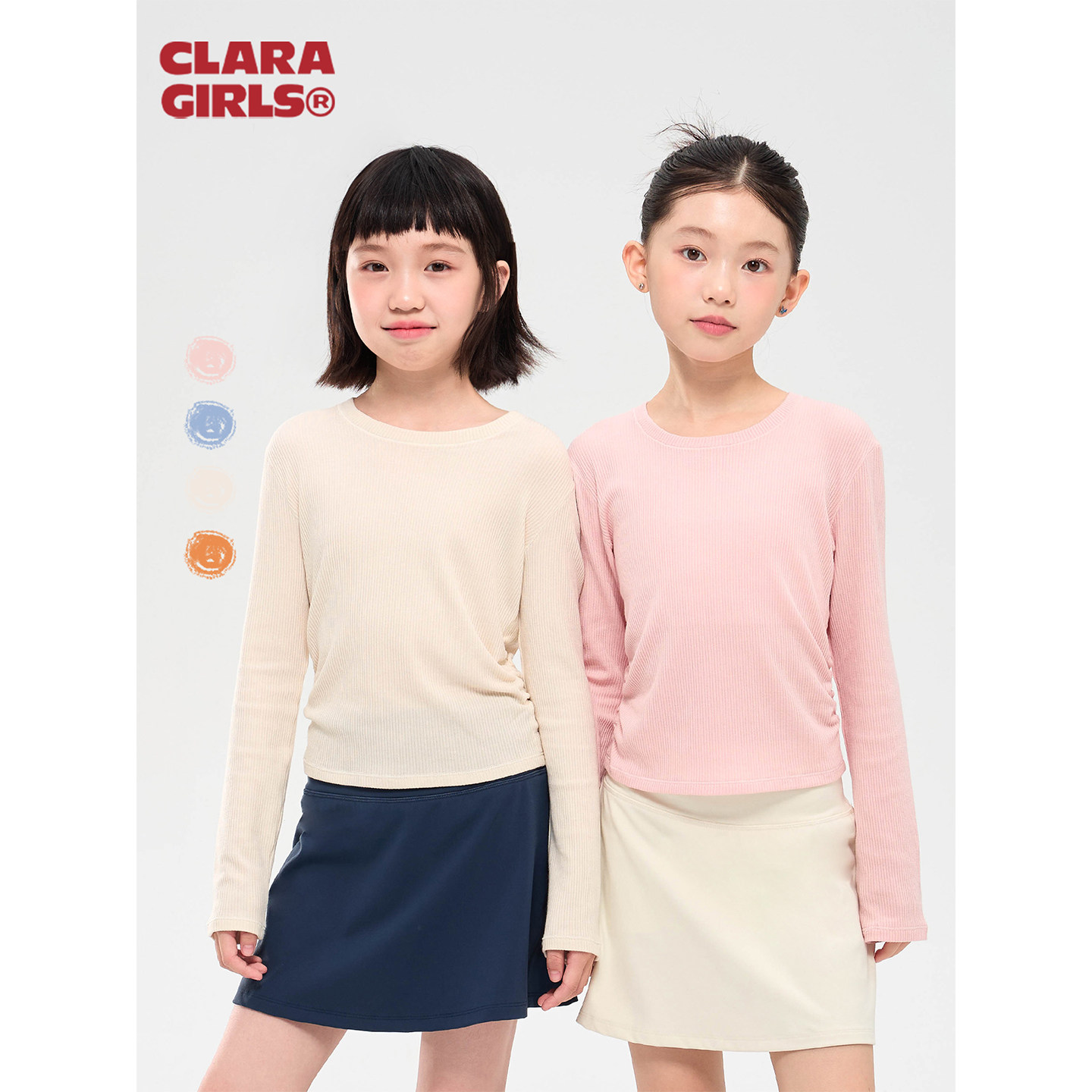 claragirls|女童羊毛长袖t恤设计感26秋儿童吸湿排汗弹力运动上衣图片