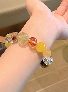 天然黄塔晶黄水晶多宝手饰串 时尚高级感手串首饰 柠檬晶水晶手串