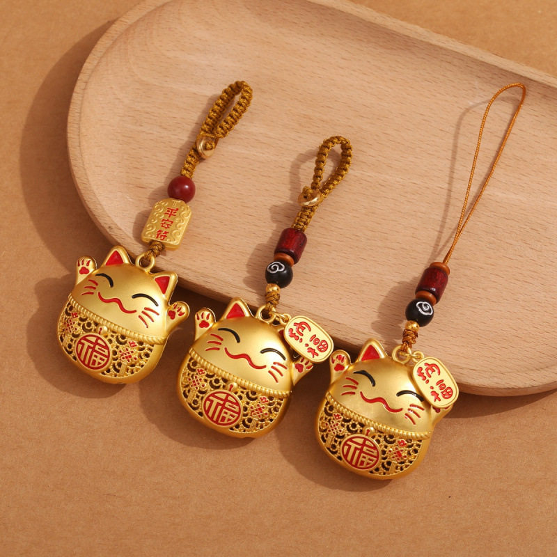手机链挂饰沙金招财猫钥匙扣滴油钥匙挂件吊坠金属中国风挂件吊坠,节庆用品/礼品,手机链,淘宝优惠券,粉丝福利购,淘宝优惠卷