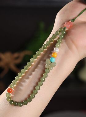 手机挂绳南红蜜蜡蝴蝶手机链