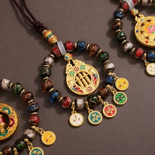 手机链挂饰唐卡财神扎基拉姆香灰琉璃五路财神汽车挂件包挂饰吊坠