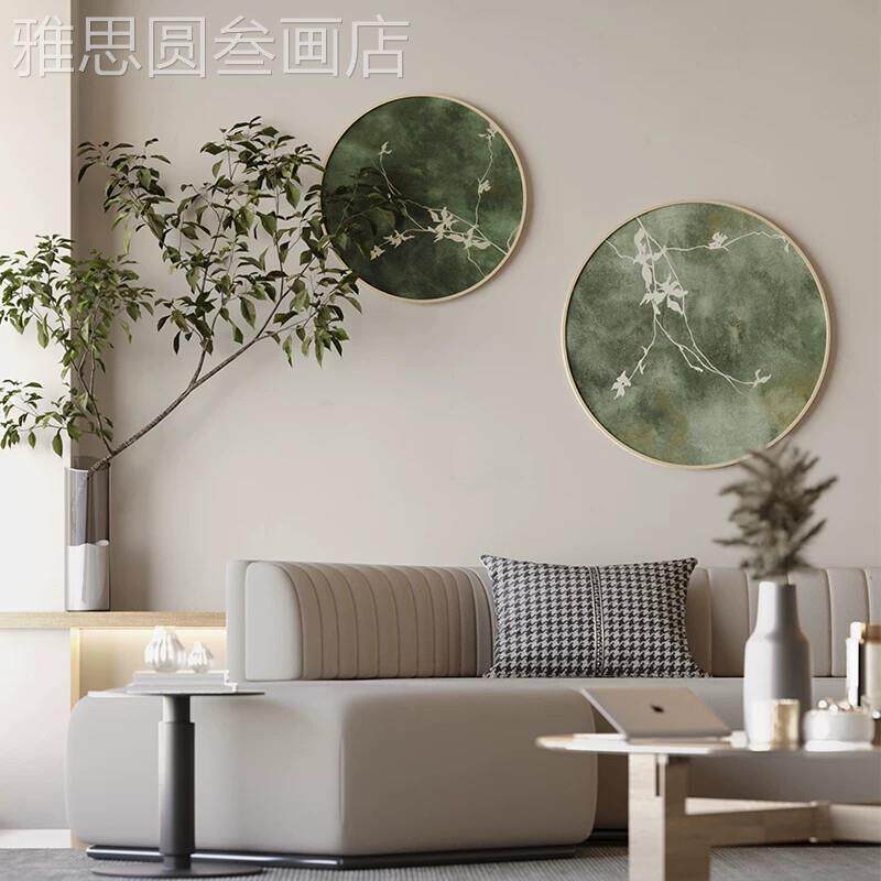 客厅圆形装画现代墙简约沙发背景组合挂饰画北欧卧室床壁头画油画