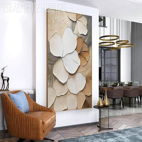 手绘油画花抽花开富贵卉肌理象手工挂画代极简客厅画走廊装饰现画