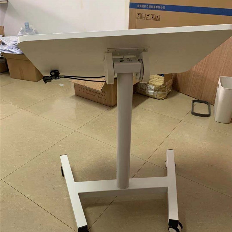 工厂可翻转面板移动气动单柱高度可调单人电脑桌