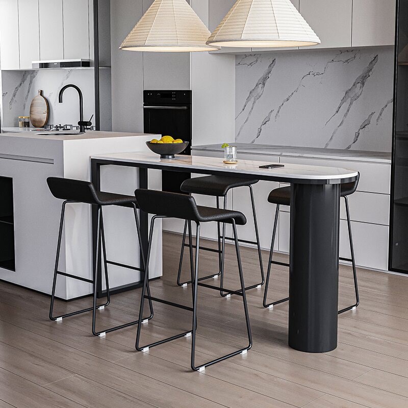 小户型家用厨房小窄桌北欧岩板吧台桌商用咖啡厅奶茶店吧台桌椅