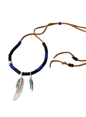 WANGWANG高桥羽毛风格吊坠925银镀金羽毛吊坠潮流街头纯银项链