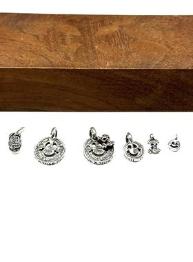 WANGWANG925纯银BWL涂鸦十字架情侣复古潮流做旧小号吊坠项链