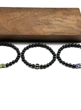 WANGWANG珐琅景泰蓝珠珠黑玛瑙绿松石情侣复古潮流银复古手链手串