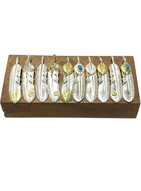 WANGWANG手工大号XL号羽毛925纯银鹰抓绿松石素银银饰吊坠项链