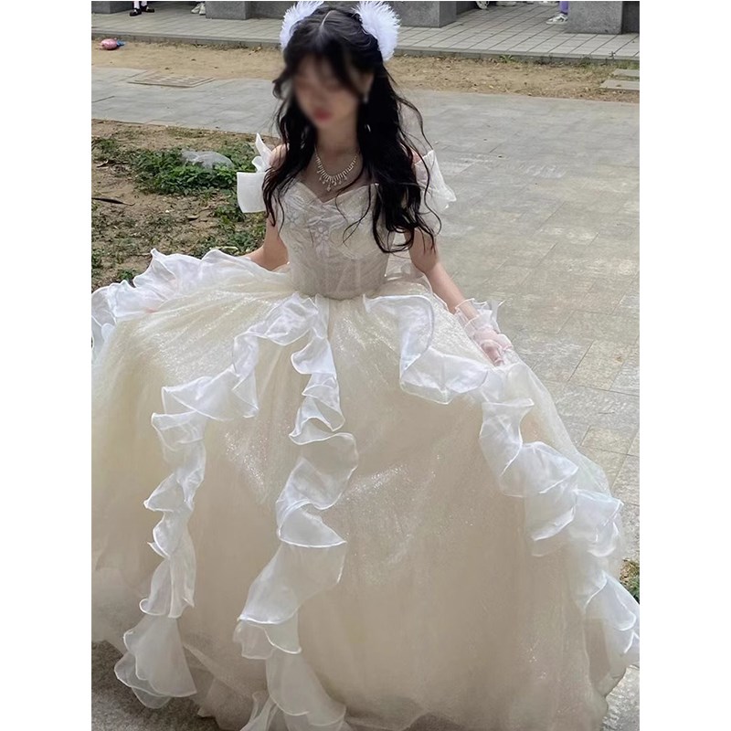 速发法式晚礼服高级感仙气生日成衣礼轻逃公主艺考主持人在奢连人