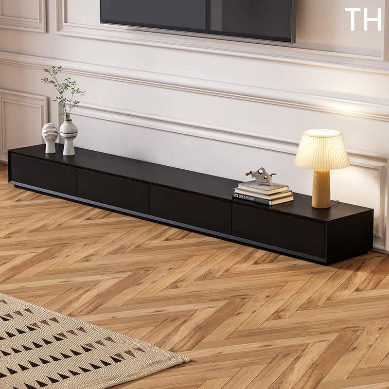 北欧电视柜茶几组合简约现代客厅地台储物落地小户型黑色电视新款