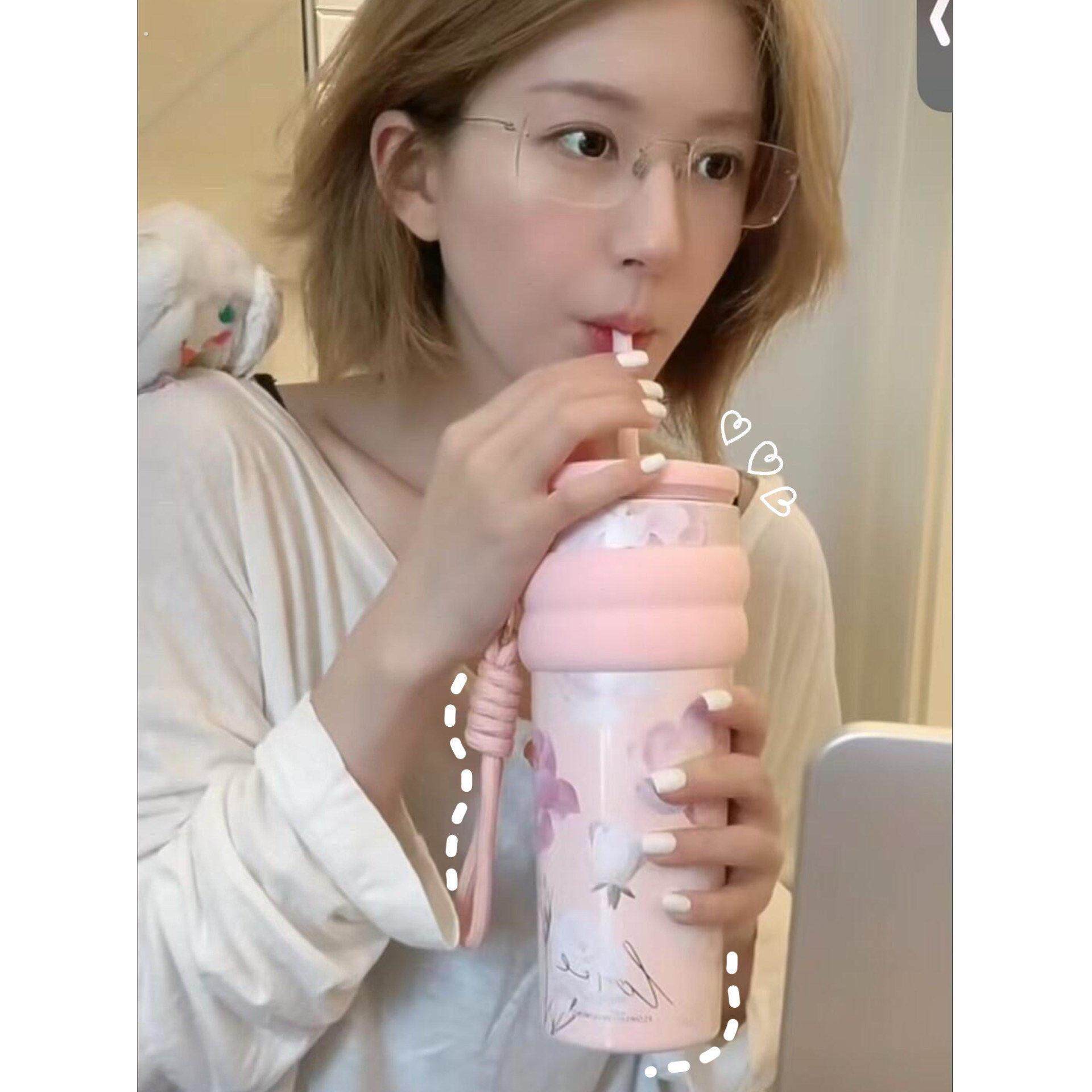 赵露思同款杯子保温杯直播同款大容量水杯高颜值316不锈钢带吸管